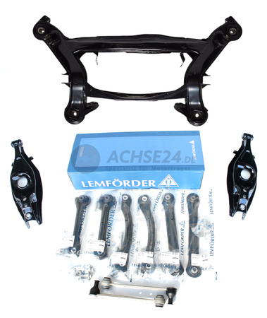 NEUTEIL für MERCEDES BENZ C-Klasse W202 S202 Hinterachse Achsträger Pulverbeschichtet + Buchsen + Federlenker + Querlenker Lemförder