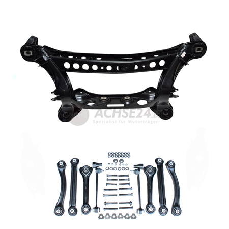 NEUTEILE für MERCEDES BENZ E-Klasse W210 S210 Hinterachse Achsträger Pulverbeschichtet + Buchsen + Querlenker Kraft Reinhoch