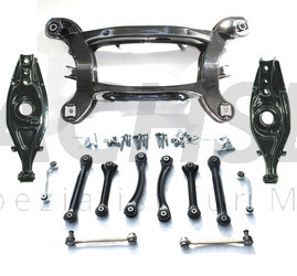 MERCEDES BENZ C-Klasse W203 CLK C209 Hinterachse Achsträger Pulverbeschichtet inkl. Buchsen + Federlenker + Querlenker Satz Lemförder