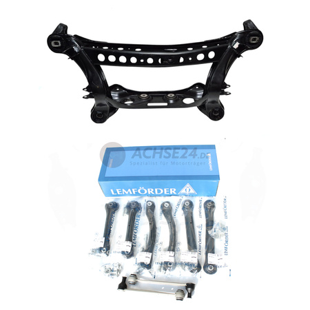 NEUTEILE für MERCEDES BENZ E-Klasse W210 S210 Hinterachse Achsträger Pulverbeschichtet + Buchsen + Querlenker Lemförder