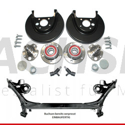 VW Golf 4 Bora 1J New Beetle | Audi A3 | Seat Leon Toledo | Skoda Octavia Hinterachse Achsträger Achse hinten Achskörper + NEUE Radnabe Radlager Links + Rechts