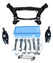 NEUTEIL für MERCEDES BENZ C-Klasse W202 S202 Hinterachse Achsträger Pulverbeschichtet + Buchsen + Federlenker + Querlenker Lemförder