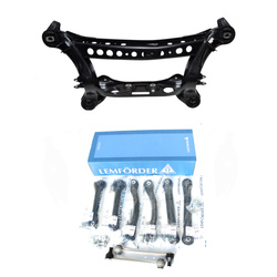 NEUTEILE für MERCEDES BENZ E-Klasse W210 S210 Hinterachse Achsträger Pulverbeschichtet + Buchsen + Querlenker Lemförder